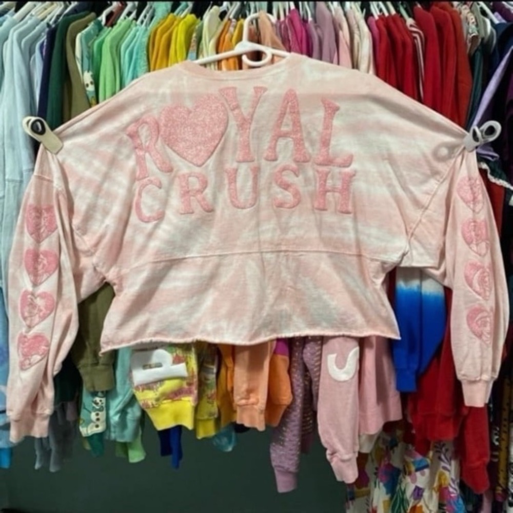 Disney parks Royal crush cropped tie dye spirit jersey M NWOT